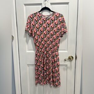 BODEN Flutter Sleeve Jersey POCKETS Dress In Abstract Bloom SIZE 6P Pre Loved